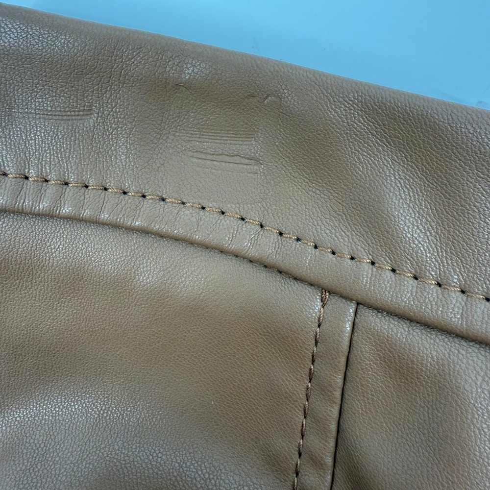 Banana Republic Vegan Leather Midi Skirt Womens 10 Brown NWT Paneled A-Line - Picture 6 of 8